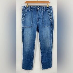 Trave 31x27 Deja Utility Pant Instant Karma 0980 straight pockets raw hem blue